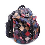 Image of Handmade Genuine Leather Women's Backpack Day Pack Satchel in Splicing Soft Sheep Leather (m48)