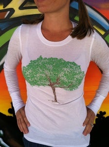 Image of dancing tree - burnout combo long sleeve t-shirt - white
