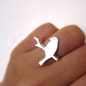 Image of Alighted Bird Ring - Handmade Silver Rings - Straight
