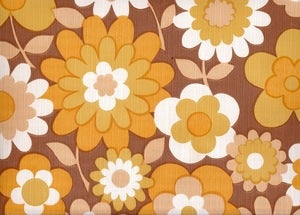 Image of Vintage 70s Brown Flower Wallpaper, price is per Metre