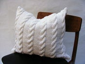 Image of Hand Knit Cushion 50 x 50cm - white cable