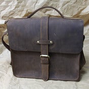Image of Vintage Handmade Genuine Crazy Horse Leather Messenger Bag Briefcase (n63)