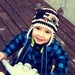 Image of Cotton Pirate Night Owl ear Flap Hat - Stripes in espresso and cream. With blue and black ties