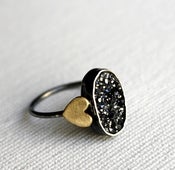 Image of Black Oval Drusy with Hearts