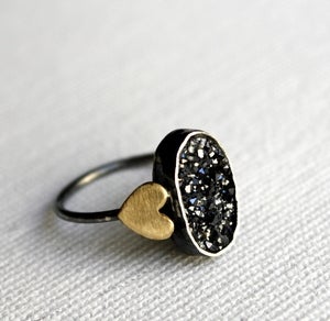 Image of Black Oval Drusy with Hearts