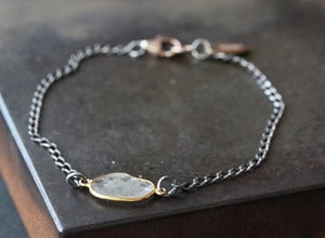 Image of Simple Diamond Slice Bracelet in 18kt Gold and Sterling Silver