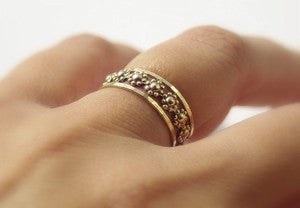 Image of Daisy Chain Floral Romance Gold Filled Stackable Rings Set - Stacking Ring Set of 3 - Best Friends o