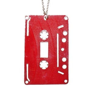 Image of Ltd. Edition Cassette Necklace made from a recycled colour vinyl record.
