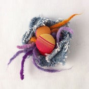 Image of orange & purple flower pin