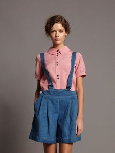 Image of Organic Indigo Dungaree Shorts