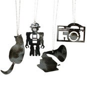 Image of Ltd. Edition Necklaces made from a recycled SILVER/BLACK MIX VINYL record.
