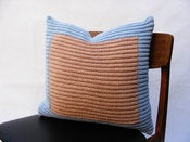 Image of Hand Knit Cushion 45 x 45cm - blue colourblock