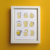 Image of Teapots - Lemon & Grey Hand-Pulled Screenprint