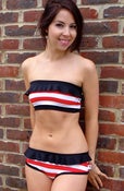 Image of Red Candy Stripes Ruffle Bikini £35
