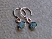 Image of Aquamarine Drop Earrings Petite Swarovski Crystal Window Panes Hand Forged Sterling Wires