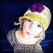 Image of Cotton Mustard and Cream Chevron Striped Rikrac Slouchy Bebop Brim Hat