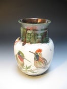 Image of Tufted Coquette and Ruby Throated Hummingbird Vase