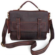 Image of Vintage Handmade Genuine Oil Tanned Leather Briefcase Messenger Laptop Bag in Old Brownish Red (n64)