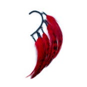 Image of Ear cuff with grizzly red feathers