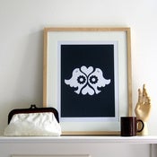 Image of Lovebirds Screen Print ~ Navy & White