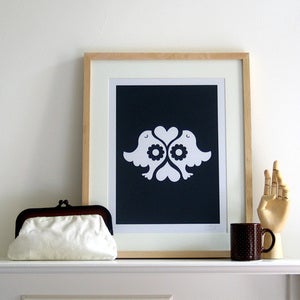 Image of Lovebirds Screen Print | Navy