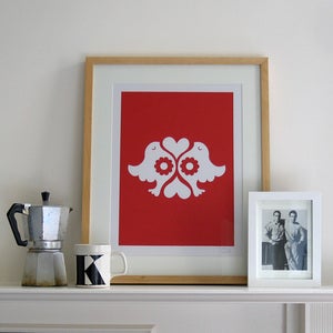 Image of Lovebirds Screen Print | Red