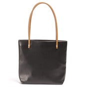 Image of black leather small tote