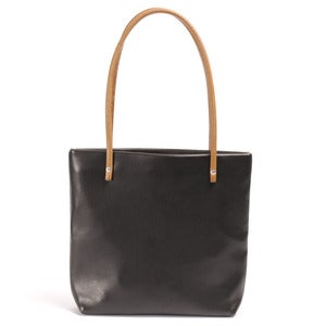 Image of black leather small tote