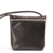 Image of black leather medium crossbody pouch