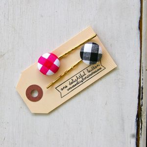 Image of Buffalo Check Button Bobby Pins