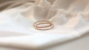 Image of 2 x 14k ROSE gold beaded/ dotted bands - unique stackable wedding rings