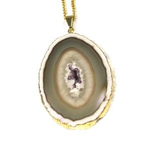 Image of FRAGILE Agate & Amethyst Pendant