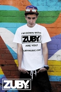 Image of 'I'm Down With Zuby' T-shirt - White/Black (Standard Fit)