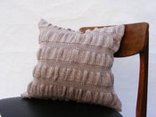 Image of Hand Knit Cushion 40 x 40cm - grey ripple knit