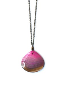 Image of Cotton Candy Agate & Brass Necklace (v3)