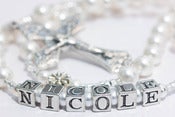 Image of Matching Pearl Rosary & Bracelet set for First Communion