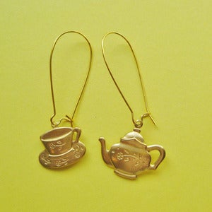Image of Tea Pot & Cup Loop Earrings (Various Colours)