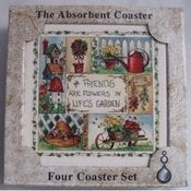 Image of Friends are Flowers in Life's Garden Absorbent Coasters Set 