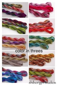 Image of color in threes-silk shibori ribbon set 3