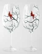 Image of Christmas Cardinal Wine Glasses-Set of 2 