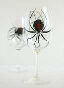 Image of Black Widow Wine Glasses-Set of 2 Hand Painted Glasses 