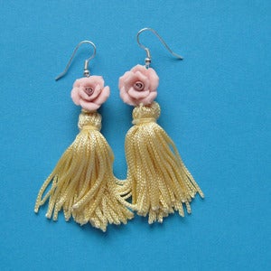 Image of Rose Blush Primrose Tassel Earrings 50% Off!