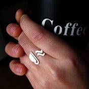 Image of Coffee Cup Ring for Coffee Lovers- Handmade silver ring 