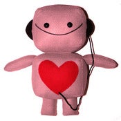 Image of Large Pink Robot Plush Toy with Headphones