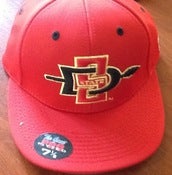 Image of San Diego State Official On Field Hat Red With Logo 7 1/8 Grey bottom