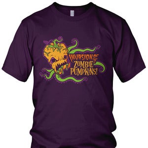 Image of Invasion of the Zombie Pumpkins! T-Shirt (purple)