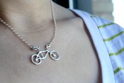 Image of Tiny Sterling Silver Bike Necklace