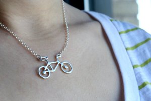 Image of Tiny Sterling Silver Bike Necklace