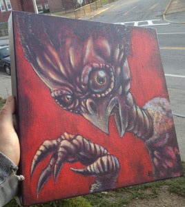 Image of **SOLD** Ancient Vulture Alien 12 x12 Acrylics 