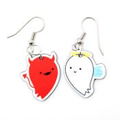 Image of Good vs. Evil Acrylic Charm Earrings on Surgical Steel Hooks